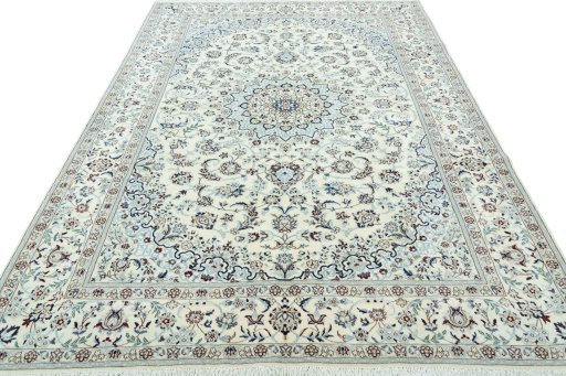Surface texture of New Nain rug with natural Wool and intricate pattern