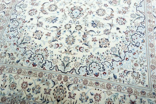 Close-up detail of New Nain rug from Iran / Persia showing Wool weave