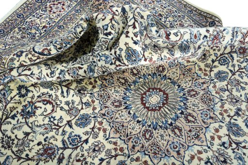 Surface texture of New Nain rug with natural Wool and intricate pattern