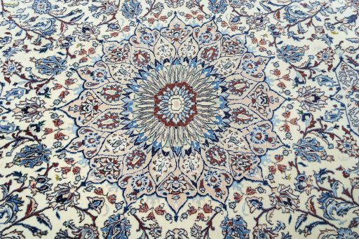 Central medallion detail of New Nain rug from Iran / Persia