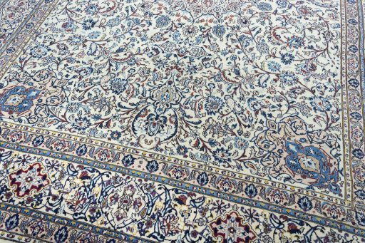 Close-up detail of New Nain rug from Iran / Persia showing Wool weave