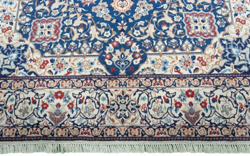 Full view of 2000s Nain rug from Iran / Persia, 303 × 200 cm in Blue tones
