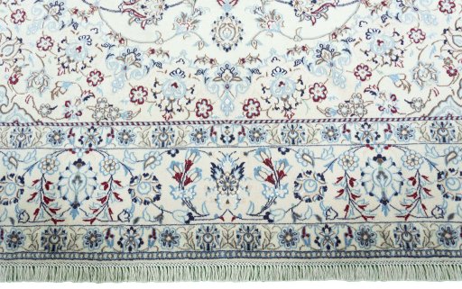 Full view of 2000s Nain rug from Iran / Persia, 352 × 241 cm in Beige tones