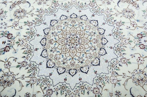 Central medallion detail of 2000s Nain rug from Iran / Persia
