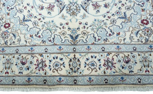 Full view of 2000s Nain rug from Iran / Persia, 298 × 201 cm in Beige tones