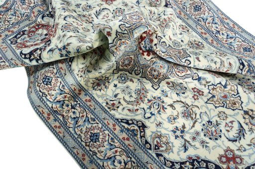 Surface texture of New Nain rug with natural Wool and intricate pattern
