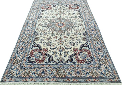 Surface texture of New Nain rug with natural Wool and intricate pattern