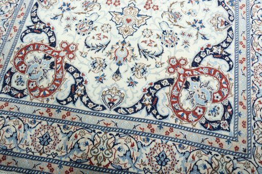 Close-up detail of New Nain rug from Iran / Persia showing Wool weave