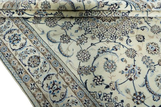 Close-up detail of New Nain rug from Iran / Persia showing Wool weave