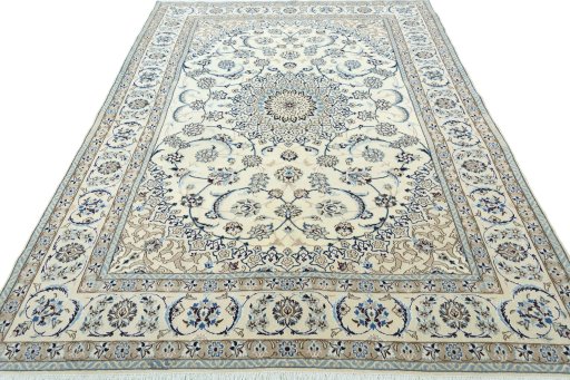 Surface texture of New Nain rug with natural Wool and intricate pattern