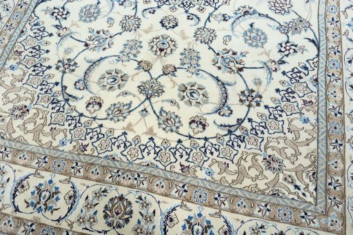 Close-up detail of New Nain rug from Iran / Persia showing Wool weave