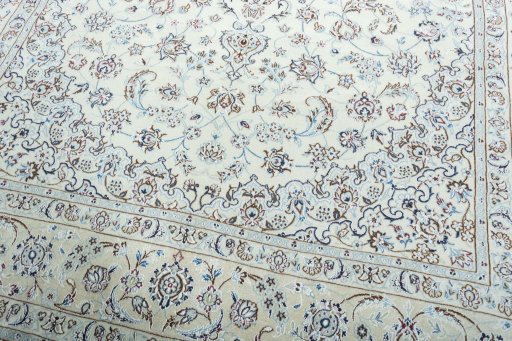 Close-up detail of New Nain rug from Iran / Persia showing Wool weave