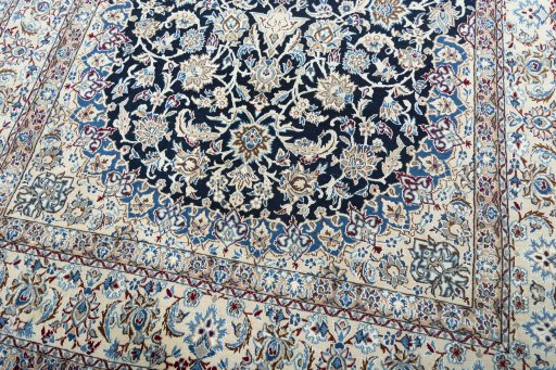 Close-up detail of 2000s Nain rug from Iran / Persia showing Wool weave