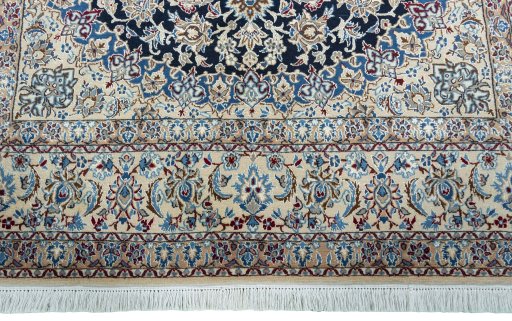 Full view of 2000s Nain rug from Iran / Persia, 275 × 175 cm in Blue tones