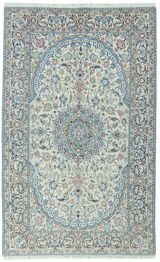 Full view of Unknown Nain rug from Iran / Persia, 262 × 165 cm in Beige tones