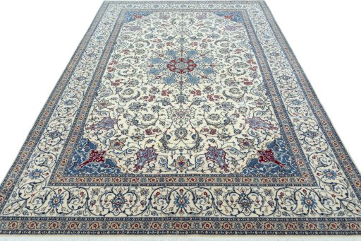 Surface texture of 2000s Nain rug with natural Cork and intricate pattern