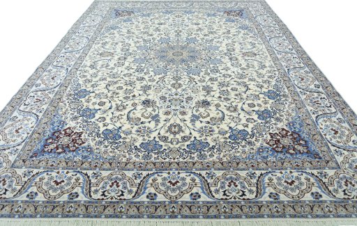 Surface texture of 2000s Nain rug with natural Wool and intricate pattern