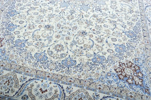 Close-up detail of 2000s Nain rug from Iran / Persia showing Wool weave