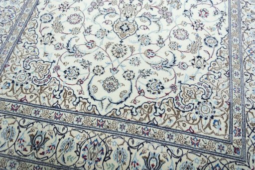 Close-up detail of 2000s Nain rug from Iran / Persia showing Wool weave