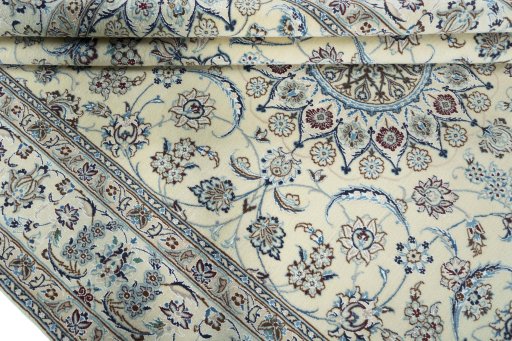 Close-up detail of New Nain rug from Iran / Persia showing Wool weave