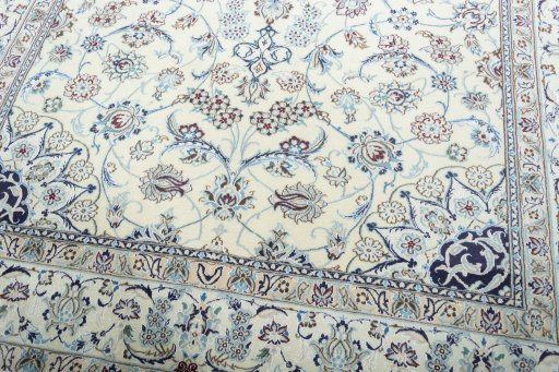 Close-up detail of New Nain rug from Iran / Persia showing Wool weave