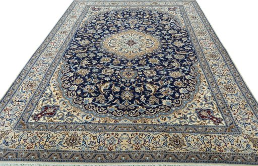 Surface texture of Unknown Nain rug with natural Wool and intricate pattern