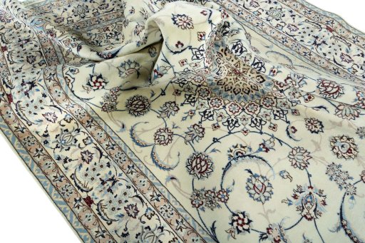 Surface texture of New Nain rug with natural Wool and intricate pattern