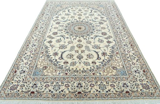 Surface texture of New Nain rug with natural Wool and intricate pattern
