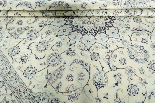 Close-up detail of New Nain rug from Iran / Persia showing Wool weave