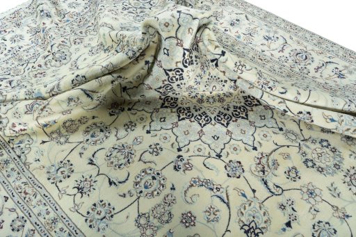 Surface texture of New Nain rug with natural Wool and intricate pattern