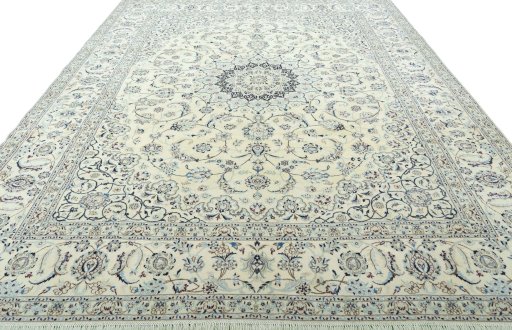 Surface texture of New Nain rug with natural Wool and intricate pattern