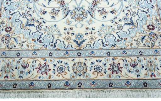 Full view of 2000s Nain rug from Iran / Persia, 298 × 199 cm in Beige tones