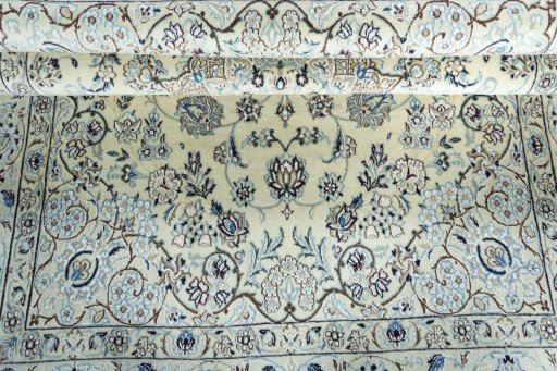 Close-up detail of 2000s Nain rug from Iran / Persia showing Wool weave