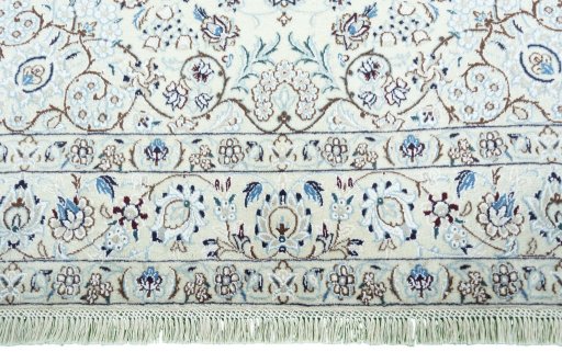 Full view of 2000s Nain rug from Iran / Persia, 242 × 150 cm in Beige tones