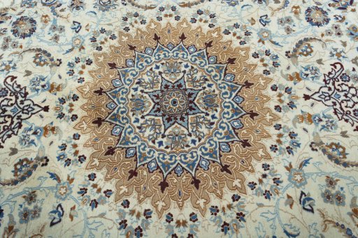 Central medallion detail of 2000s Nain rug from Iran / Persia