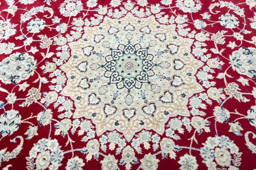 Central medallion detail of New Nain rug from Iran / Persia