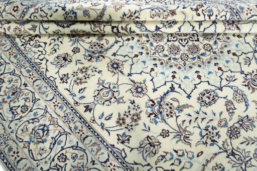 Close-up detail of New Nain rug from Iran / Persia showing Wool weave