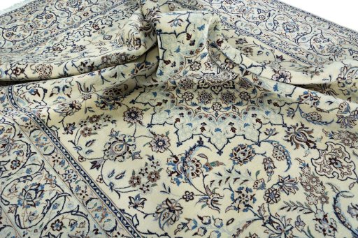 Surface texture of New Nain rug with natural Wool and intricate pattern