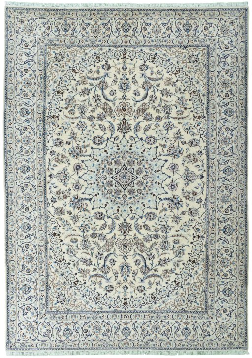 Full view of New Nain rug from Iran / Persia, 351 × 251 cm in Beige tones