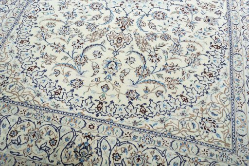Close-up detail of New Nain rug from Iran / Persia showing Wool weave