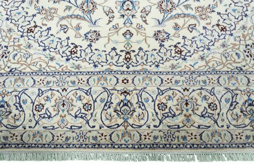 Full view of New Nain rug from Iran / Persia, 351 × 251 cm in Beige tones