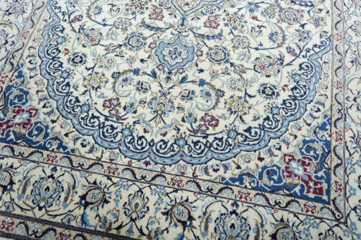 Close-up detail of 2000s Nain rug from Iran / Persia showing Wool weave