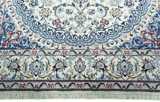 Full view of 2000s Nain rug from Iran / Persia, 298 × 200 cm in Beige tones
