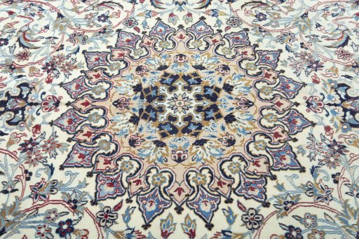 Central medallion detail of 2000s Nain rug from Iran / Persia