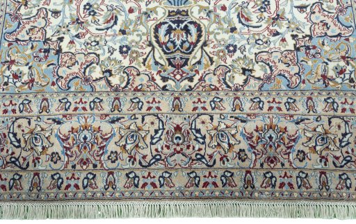 Full view of 2000s Nain rug from Iran / Persia, 330 × 200 cm in Beige tones