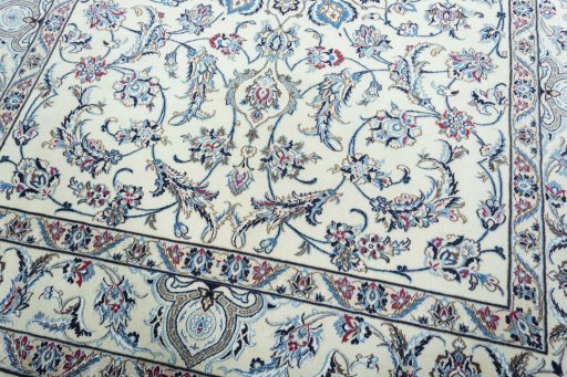 Close-up detail of 2000s Nain rug from Iran / Persia showing Wool weave
