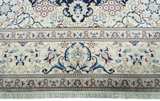 Full view of 2000s Nain rug from Iran / Persia, 465 × 307 cm in Blue tones
