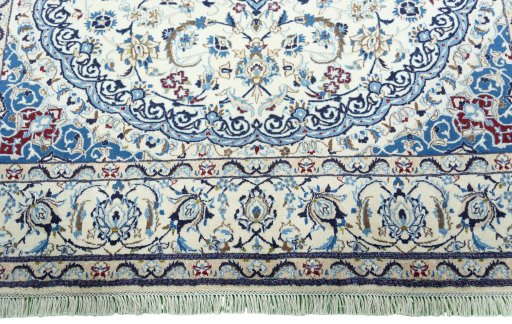 Full view of 2000s Nain rug from Iran / Persia, 295 × 203 cm in Beige tones