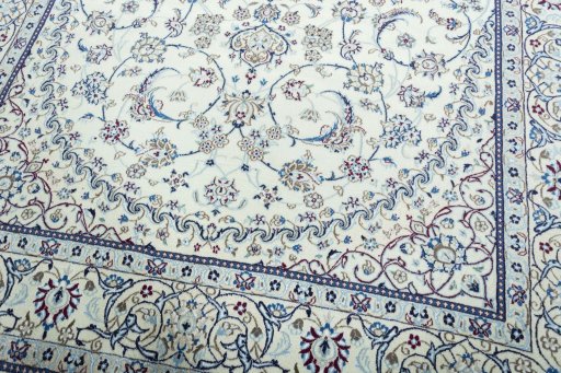 Close-up detail of 2000s Nain rug from Iran / Persia showing Wool weave