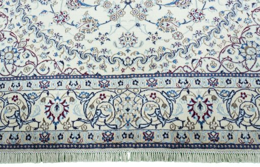 Full view of 2000s Nain rug from Iran / Persia, 304 × 205 cm in Beige tones